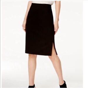 Eileen Fisher Black Elastic Waist, Pull-On Pencil Skirt Side Slit Sz Small S